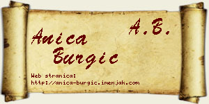 Anica Burgić vizit kartica